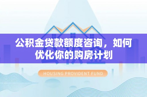 武定公积金贷款额度咨询，如何优化你的购房计划